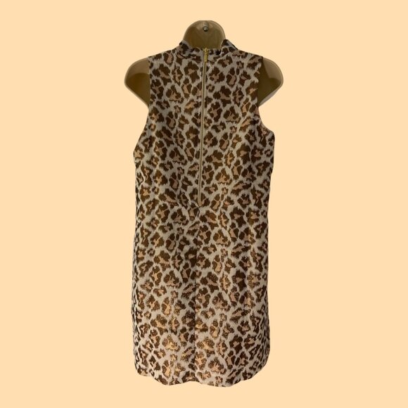 metallic shimmer Leopard Print)Sleeveless Dress - Picture 4 of 7